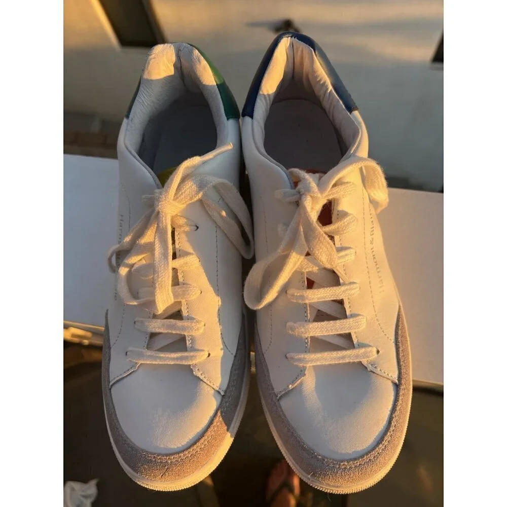 Harmont & Blaine white leather sneakers sz 7 colorblock dauschand embroidered